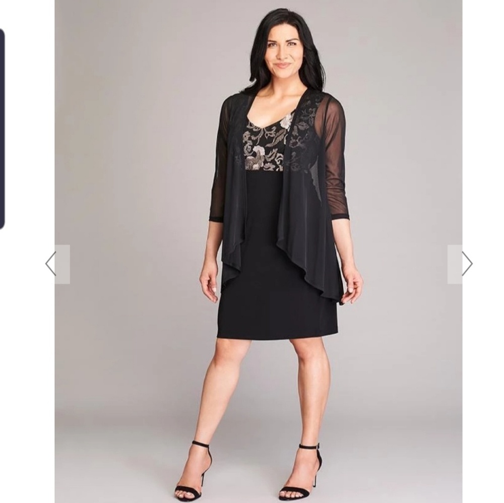 Connected apparel Black and gold party dress